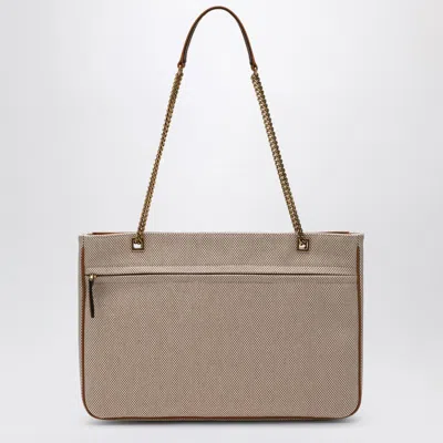 Valentino Garavani Garavani Viva Superstar Medium Canvas Shopping Bag Woman Natural/spice Uni In Beige