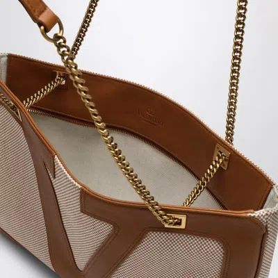 Valentino Garavani Garavani Viva Superstar Medium Canvas Shopping Bag Woman Natural/spice Uni In Beige