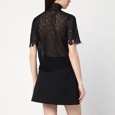 Alexander Mcqueen Black Knitted Cobweb Lace Top In Black