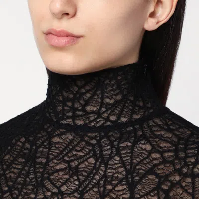Alexander Mcqueen Black Knitted Cobweb Lace Top In Black