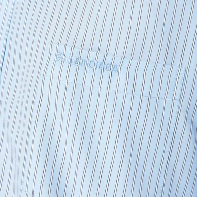 Balenciaga Knotted Cuff Poplin Blouse In Blue