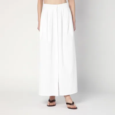 Max Mara Wide White Gabardine Skirt In White