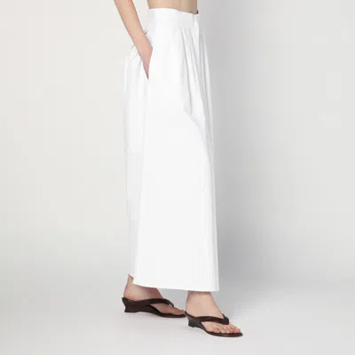 Max Mara Wide White Gabardine Skirt In White
