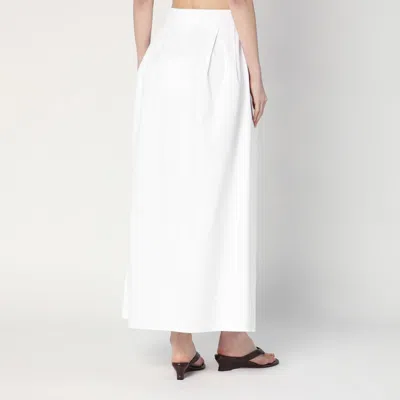 Max Mara Wide White Gabardine Skirt In White