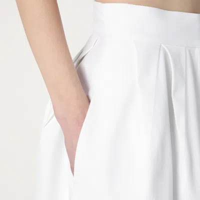 Max Mara Wide White Gabardine Skirt In White