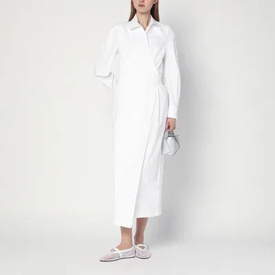 Max Mara Wrap Design Dress Buttoned Cuffs In White