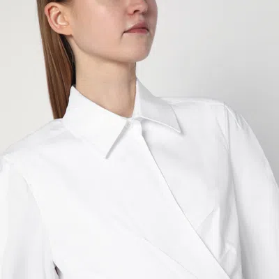 Max Mara Wrap Design Dress Buttoned Cuffs In White