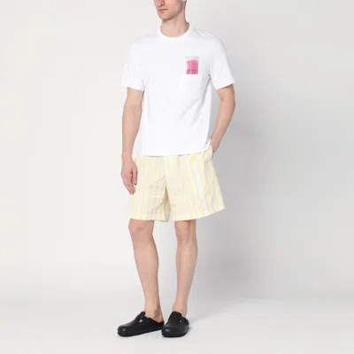 Jacquemus Aloe Striped Pattern Elastic Waistband Shorts In Yellow