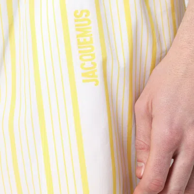 Jacquemus Aloe Striped Pattern Elastic Waistband Shorts In Yellow