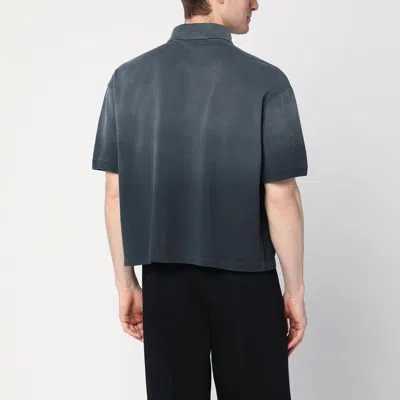 Alexander Mcqueen Alexander Mc Queen Faded Effect Black Polo Shirt In Cotton In Black