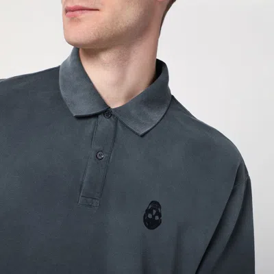 Alexander Mcqueen Alexander Mc Queen Faded Effect Black Polo Shirt In Cotton In Black