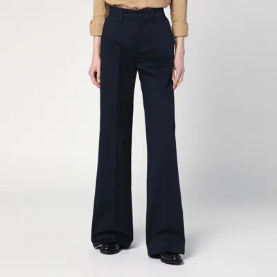 Department Five Misa Blue Navy Cotton Wide Trousers In Blue