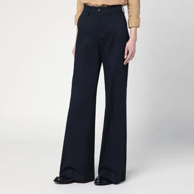 Department Five Misa Blue Navy Cotton Wide Trousers In Blue