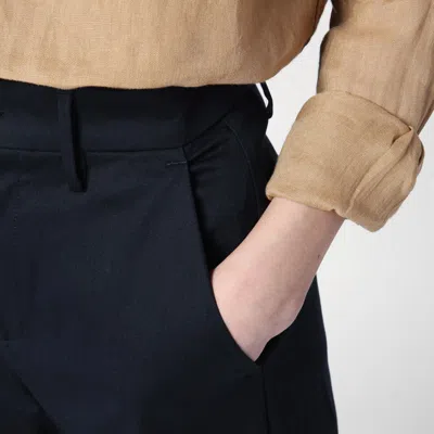 Department Five Misa Blue Navy Cotton Wide Trousers In Blue