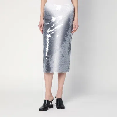 Sportmax Gradient Sequin Pencil Skirt In White