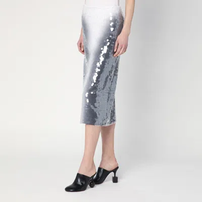 Sportmax Gradient Sequin Pencil Skirt In White