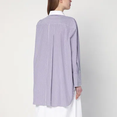 Max Mara Oversized Violet Striped Shirt In Poplin In Purple