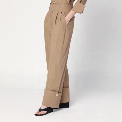 Darkpark Camel-coloured Cuffed Trousers In Beige