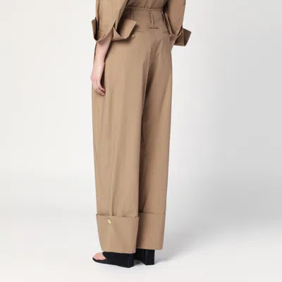 Darkpark Camel-coloured Cuffed Trousers In Beige
