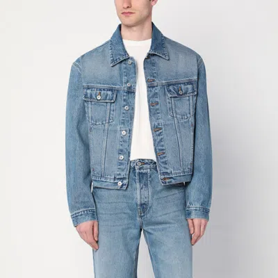 Jacquemus Vintage Light Wash Cropped Denim Jacket In Green