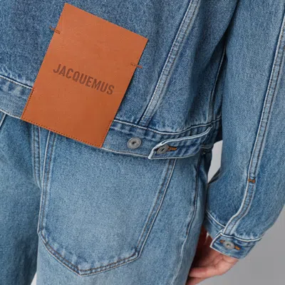 Jacquemus Vintage Light Wash Cropped Denim Jacket In Green