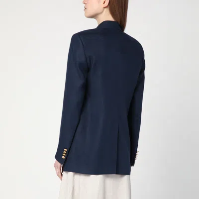 TAGLIATORE TAGLIATORE DOUBLE-BREASTED BLUE JACKET IN LINEN 
