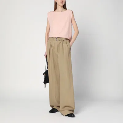 Calvin Klein Light Pink Blouse In Linen Blend In Pink