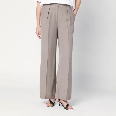 Calvin Klein Ash Grey Trousers In Linen Blend In Grey