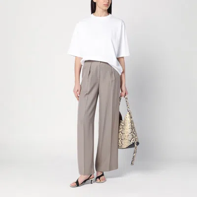 Calvin Klein Ash Grey Trousers In Linen Blend In Grey