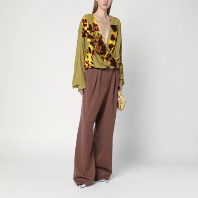 Dries Van Noten Belted Wool Gabardine Wide-leg Pants In Beige