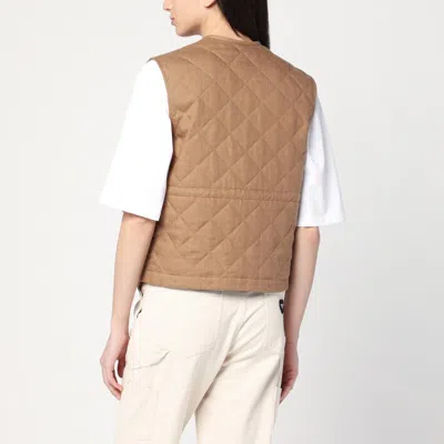 Moncler Gilet En Lin Vigny À Matelassage En Losanges In Nude