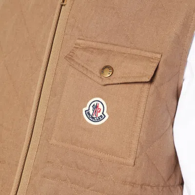 Moncler Gilet En Lin Vigny À Matelassage En Losanges In Nude