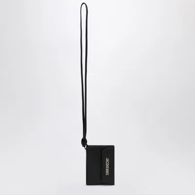 Jacquemus Black Leather Credit Card Holder Le Porte Men In Black