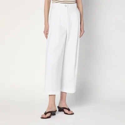 Max Mara Weite Hose Mina Aus Einem Baumwollgemisch In White