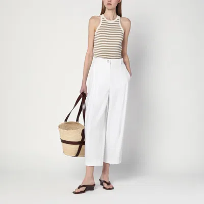 Max Mara Weite Hose Mina Aus Einem Baumwollgemisch In White