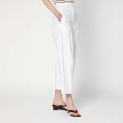 Max Mara Weite Hose Mina Aus Einem Baumwollgemisch In White