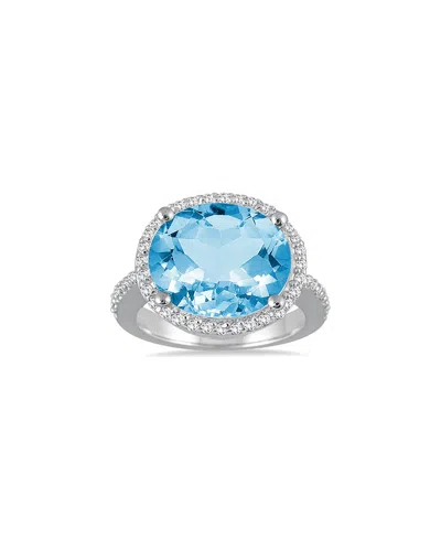 Gem Spark 14k 8.30 Ct. Tw. Diamond & Blue Topaz Ring