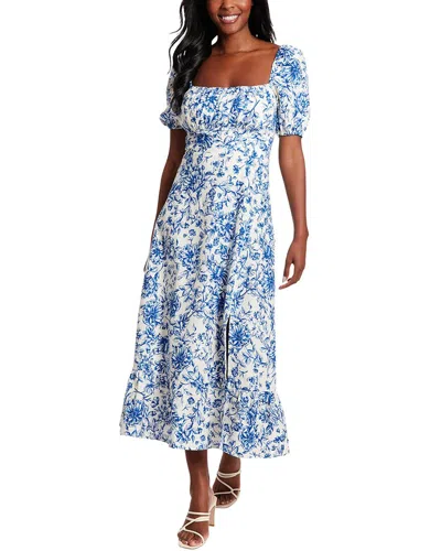 London Times Smocked Midi Dress In White