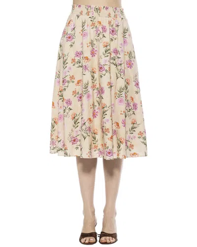 Alexia Admor Mabel Flared Linen-blend Skirt In Pink