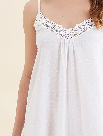 Papinelle Swiss Dot Lace Trim Maxi Nightie In White