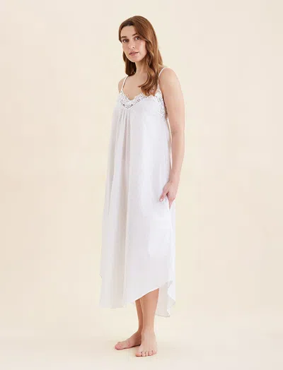 Papinelle Swiss Dot Lace Trim Maxi Nightie In White