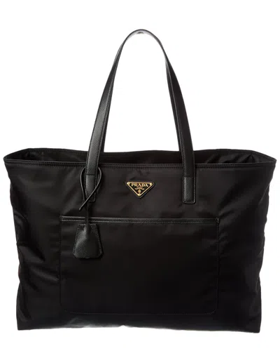 Prada Re-edition 1978 Large Re-nylon And Saffiano Leather Tote Bag In Brown