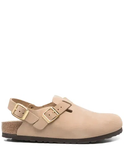 Birkenstock Mule 'tokio' Con Fibbia Sul Fronte E Sul Retro In Pelle Beige Donna In Multi