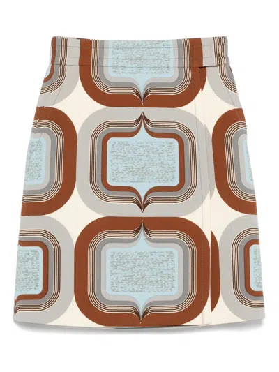 Miu Miu Minirock Mit Geometrischem Print In Brown