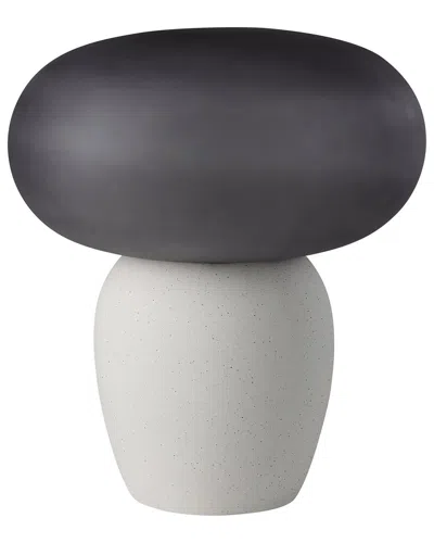 Eglo Cahuama 1 Light Table Lamp With Speckled White Base & Frosted Grey Glass Shade