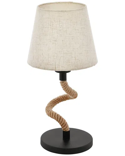 Eglo Rampside 1 Light Table Lamp With Black Finish, Rope Body & Brown Shade
