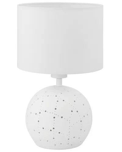 Eglo Montalbano 1 Light Table Lamp With White Ceramic Base & White Fabric Shade