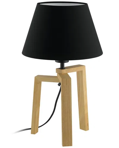 Eglo Chietino 1 Light Table Lamp With Wood Base & Black Fabric Shade