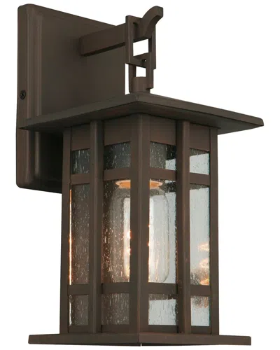 Eglo Arlington Creek 1 Light Outdoor Wall Light With Matte Bronze Finish & Clear Seeded Glass