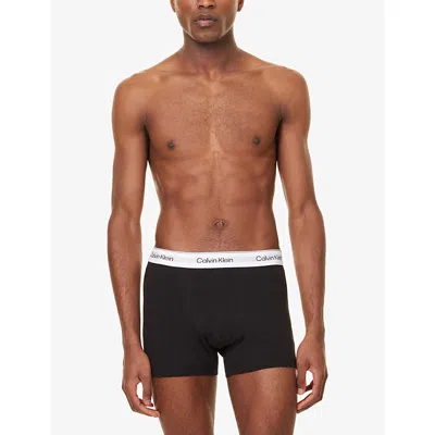 Calvin Klein Mens Icon Logo-waistband Pack Of Three Stretch-cotton Trunks Black White Gry Heathr In Black White Gry Heathr